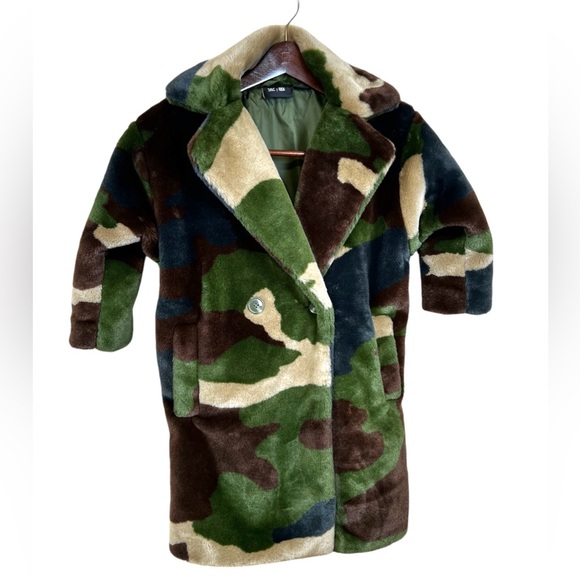 Adidas Ivy Park Beyonce Unisex Kids Sz 5/6/2XS Faux Fur Camouflage Jacket Coat - Picture 2 of 14